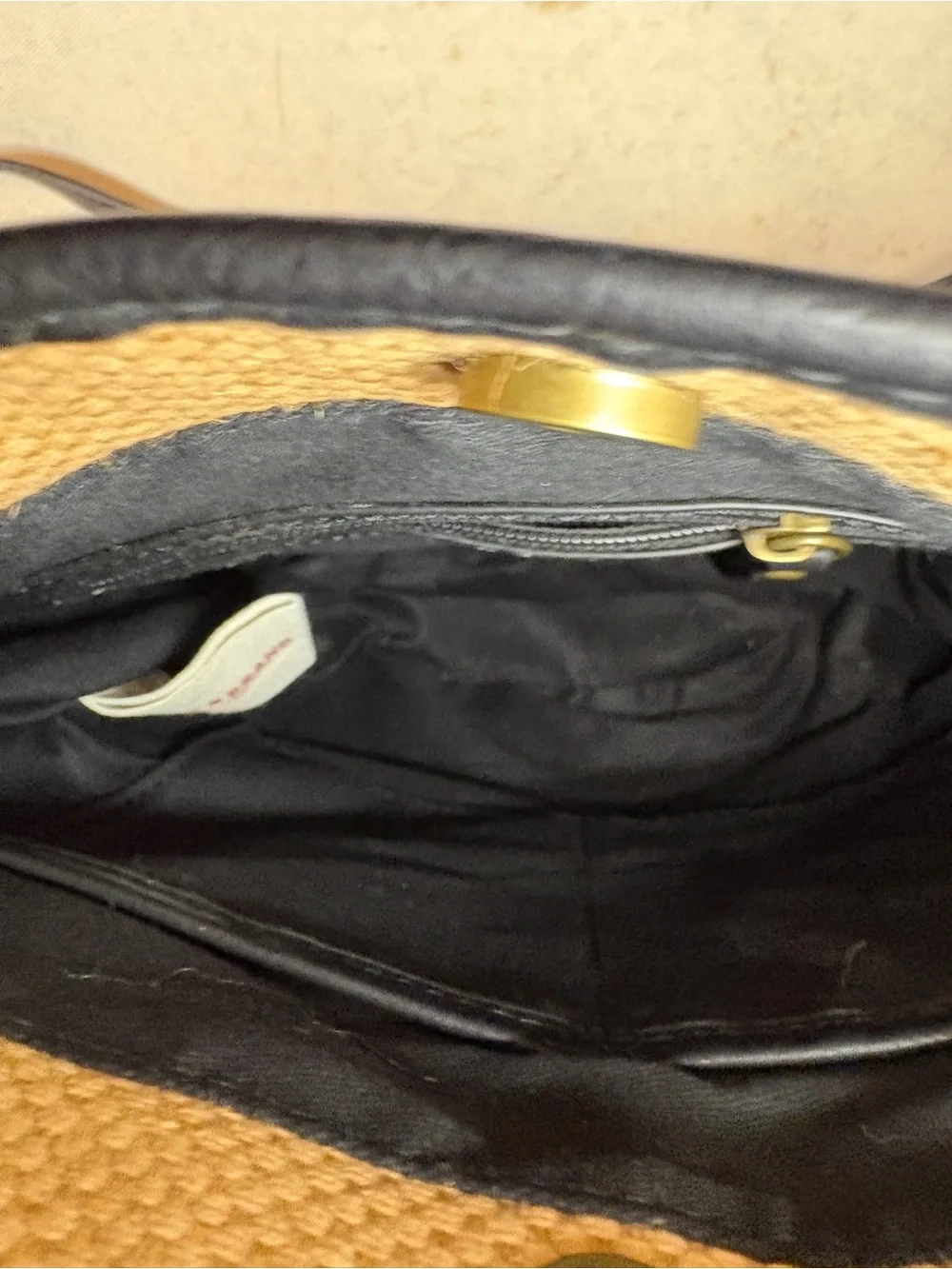 Maya Jute Hippie Woven Geometric Crossbody Bag in Black and Tan